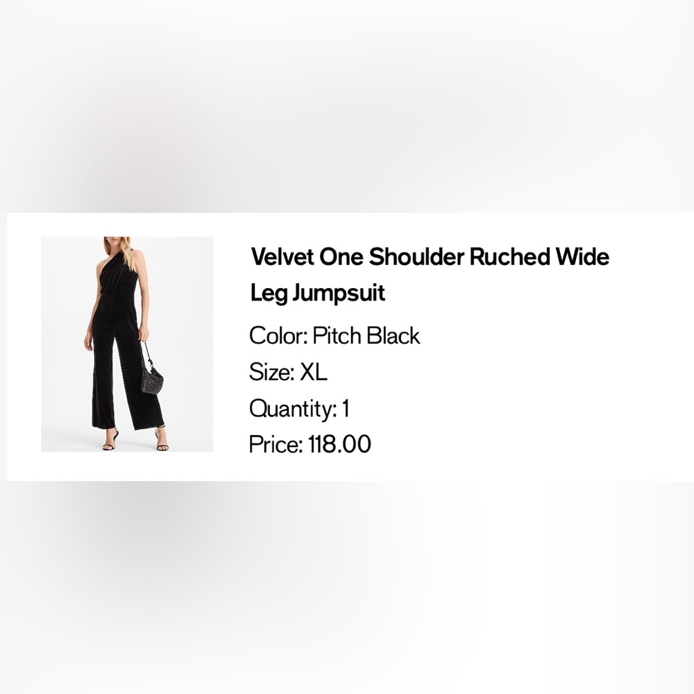 Express Velvet One-Shoulder Ruched Wide-Leg Jumpsuit - Pitch Black
